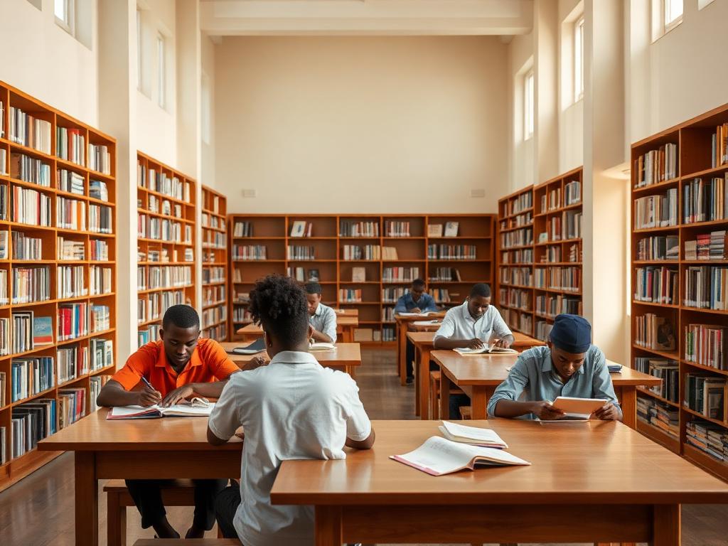 Students studying in the college library